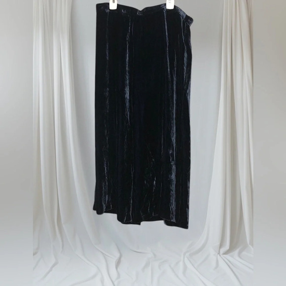 Johnny Was Blue Wide Leg crushed velvet Pants for Cocktail Night Out - Picture 2 of 6